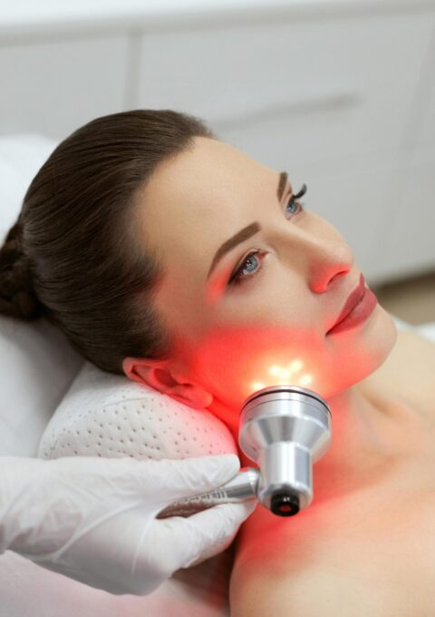 Red Light Therapy Treatment on woman face