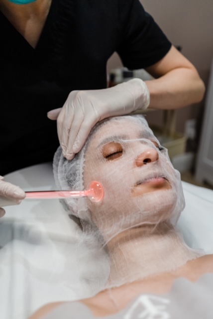 Radio Frequency Therapy on a woman face